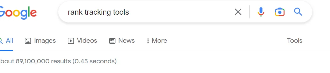 Rank tracking tools search results count