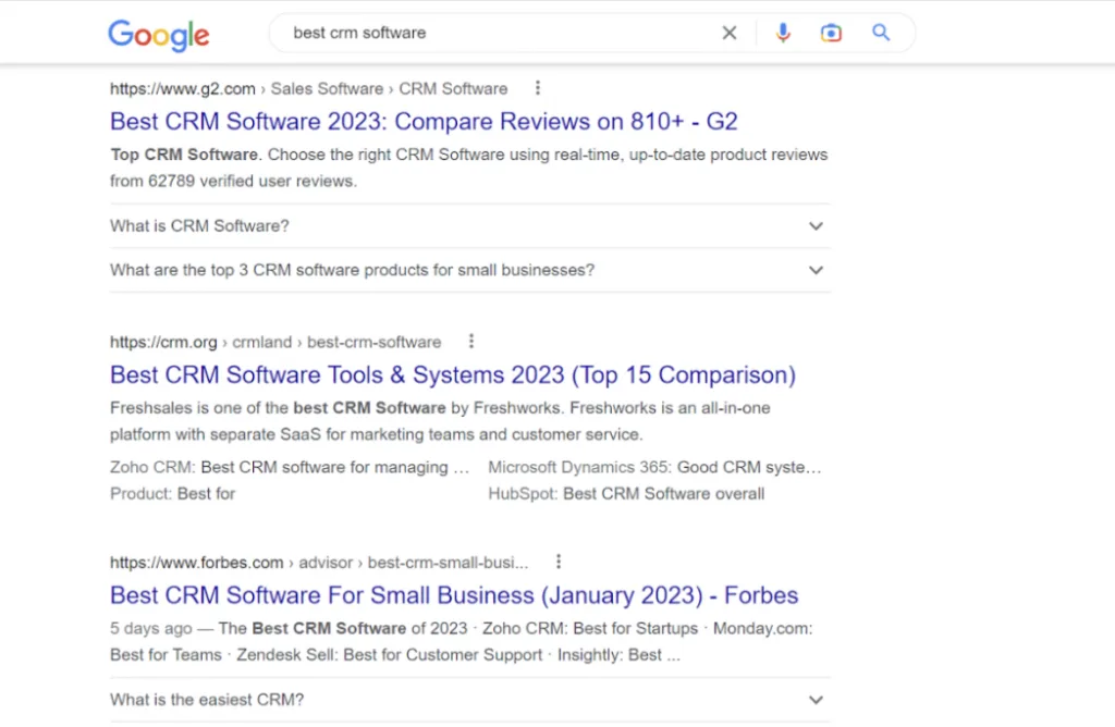 Example of the title in the comparison question on Google Search