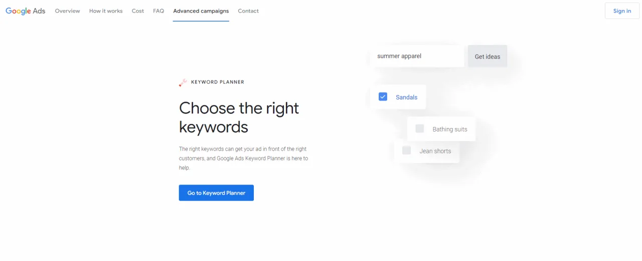 google keyword planner
