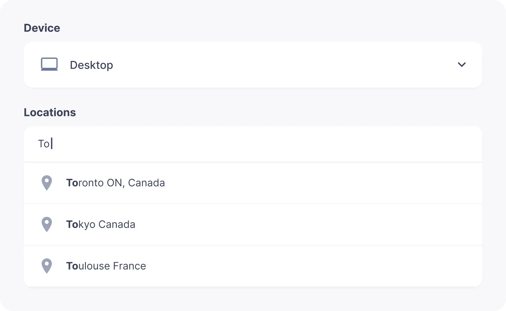 Ranking reports for any location